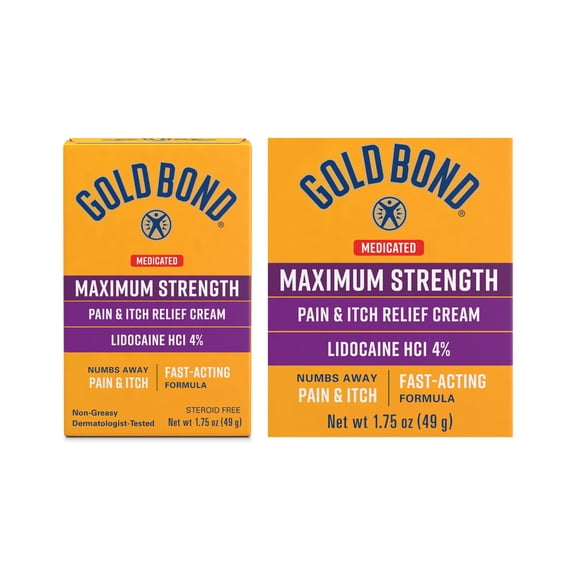 Gold Bond Medicated Maximum Strength Pain & Itch Relief Cream, Intense Itch Relief, 1.75 oz., With Lidocaine