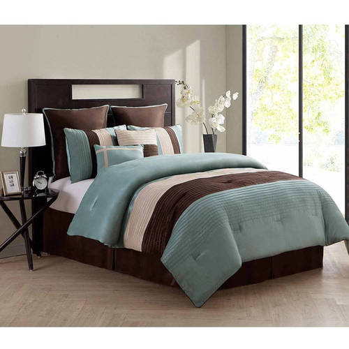 VCNY Home Essex Textured Stripe 8Piece Bedding Comforter Set with Euro