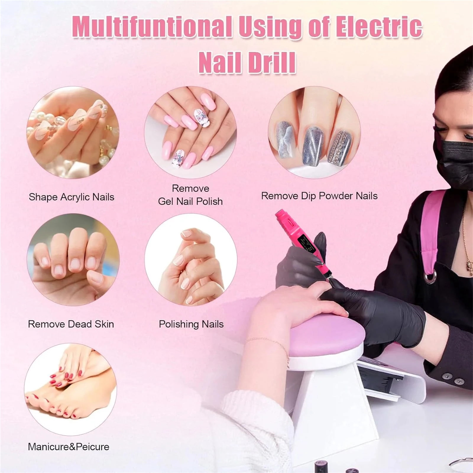 Nail Drill Machine Electric Manicure Milling Cutter Set for Manicure Drill Nail Polishing Tools Kit Nail Equipment