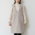 thumbnail image 5 of Robe Chandail Courte Sans Manches à Col en V pour Femme, Tricotée, Unie, avec Poches, Décontractée, Confortable, Tunique à Enfiler, 5 of 5