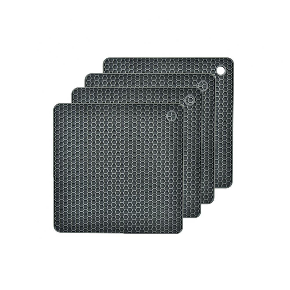 Silicone Pot Holder Heat Resistant Non-slip Insulation Hot Pads Trivet Mat Black