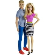 Barbie and Ken Dolls, 2-Pack Featuring Blonde Hair and Colorful Clothes Including Denim Button Down and Pink Blouse