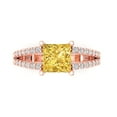 thumbnail image 2 of 2.43ct princess cut yellow natural citrine 18k rose gold Bridal Wedding Engagement Promise Anniversary Ring for Women size 3.75, 2 of 7