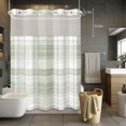 thumbnail image 6 of No Hook Shower Curtain and Liner Set, Sage Green Buffalo Plaid Washable Fabric Shower Curtains for Bathroom, Bathtub, Farmhouse Modern Checkered Waterproof Bathroom Curtains 60W x 72H, 6 of 9