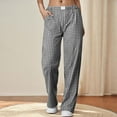 thumbnail image 3 of Binmer No Boundarie Women's Plaid Fleece Pants with Pockets, Pajama Lounge Wide Leg Pants for Womens, Women's Plus Black,Size XXL, 3 of 9