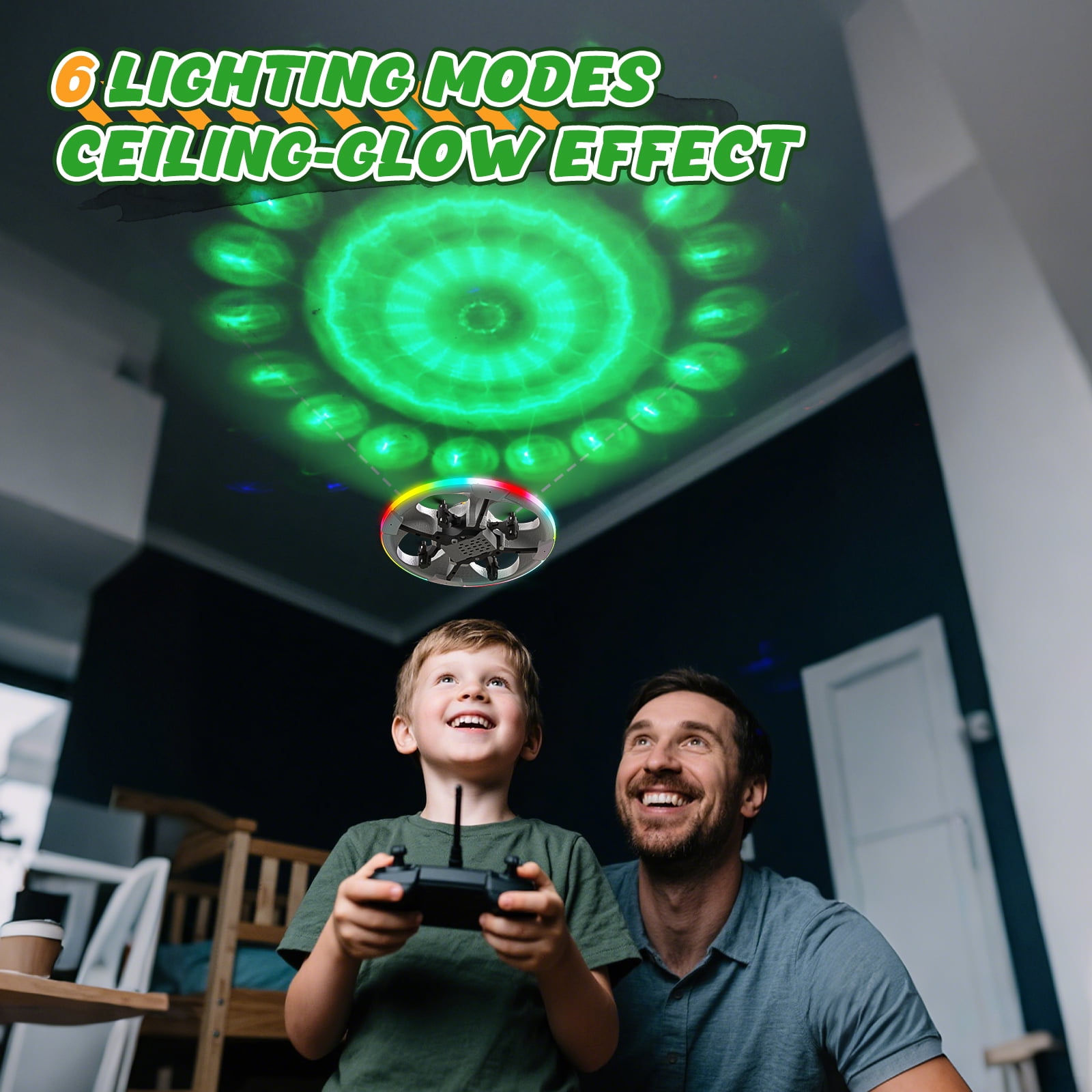 Mini UFO Drone for Kids – RC Plane Flying Airplane Toy Remote Control Helicopter with LED Lights, Auto Hover, 2 Batteries(14 Min Flight)