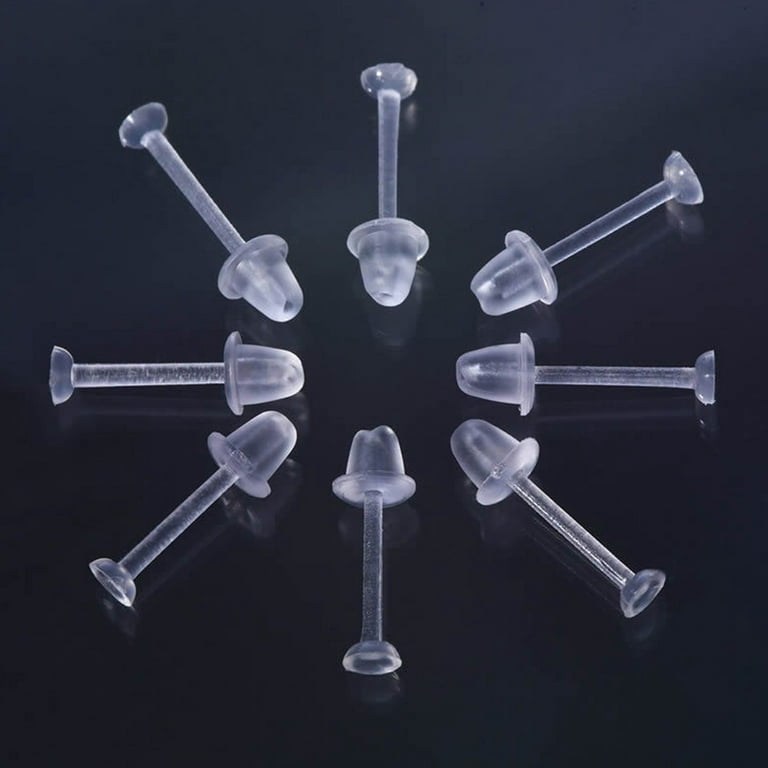 10Pcs Hypoallergenic Simple Plastic Earrings Clear Ear Pins Needle