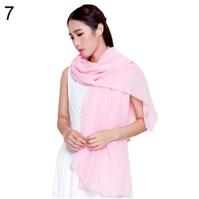 Foulard Châle Longue en Coton et Lin pour Femmes, Mode, Couleur Unie, Étole, Pashmina