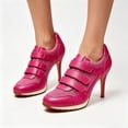 thumbnail image 4 of FSJ Women Chic Round Toe Sneaker Heels Mesh Leather Strap Stiletto Pumps Size 15 Hot Pink, 4 of 4