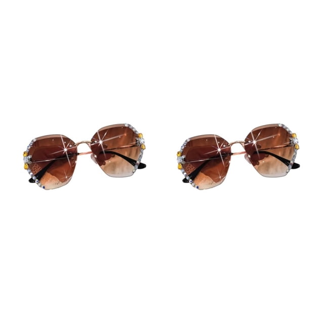 kurtrusly Lunettes Vintage Sans Monture Déclaration de Mode Résistantes aux Rayures Sépia Ensemble de 2