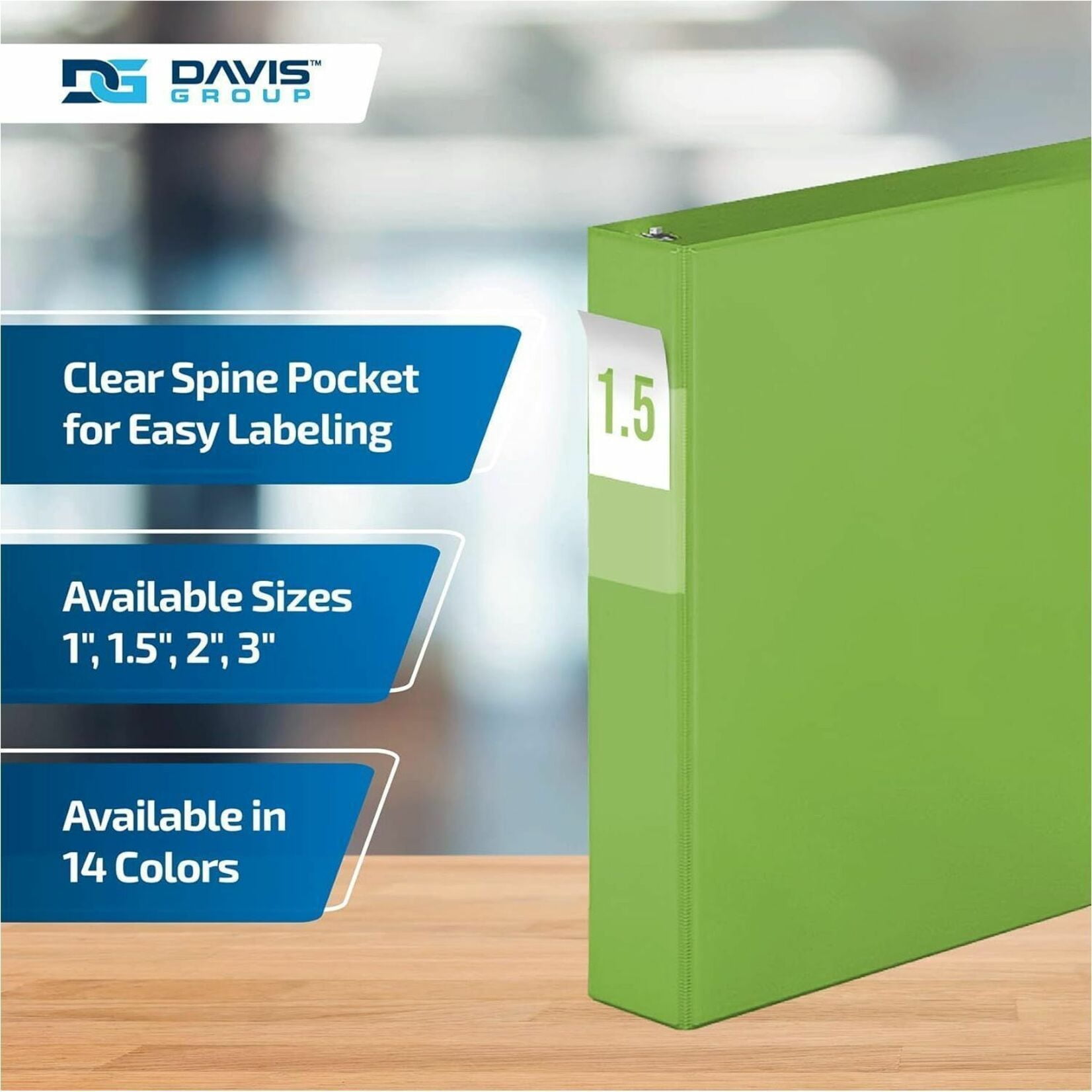 Davis Group Premium Economy, Angle D Ring, Binder, 6 Pack (Lime Green, 1.5")