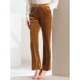 thumbnail image 5 of Allegra K Women's High Waist Velvet Bell Bottom Pants with Pockets, 5 of 6