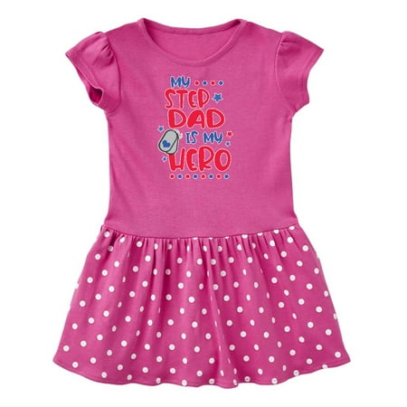

Inktastic Memorial Day My Step Dad is My Hero Gift Toddler Girl Dress