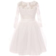 thumbnail image 2 of Little Girls Long Sleeve Girls Dress Floral Lace Roses Corsage Christmas Flower Girl Dress Off White 4 (J20KS98), 2 of 3