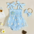 thumbnail image 2 of Wxirdiow Toddler Rompers Girl Baby Girl Tulle Romper Sleeveless Bodysuit Ruffle Tutu Smash Outfits Light Blue Size,0-3 Months, 2 of 6