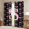 thumbnail image 2 of Manfei Pink Ribbon Bow Letter Monogrammed S Black Out Curtains for Teens Girls,Kids Cartoon Bowknot Polka Dots Curtains Pack of 2 (42x63 Each),Breathable Home Decor, 2 of 6