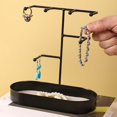 thumbnail image 3 of Soporte con bandeja Soporte colgante Torre Bandeja de almacenamiento de llaves para collares Pendientes Accesorios para el cabello Entrada Almohadilla de cuero PU negro Sunnimix Soporte organizador de joyas, 3 of 8