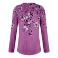 thumbnail image 5 of Fiaer V Neck Long Sleeve T Shirts for Women V Neck Oversized Tshirts Floral Printed Loose Fit Fashion Tops Dark Purple XL, 5 of 5