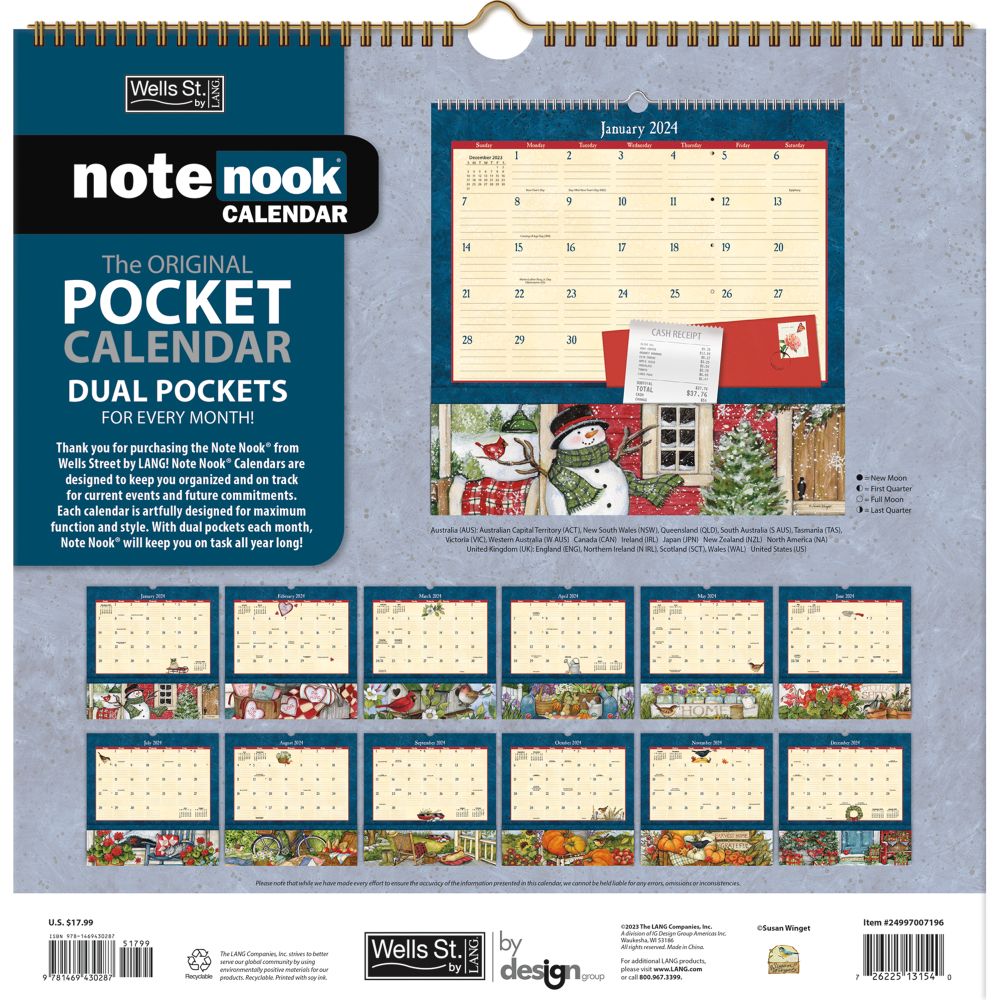 Note Nook Calendar 2025 With Pockets - elsa quintina