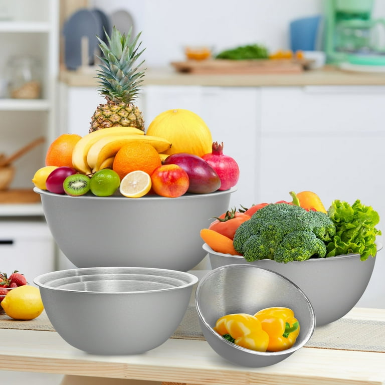 TINANA Mixing Bowls Set, Set of 6, Stainless Steel Mixing Bowls, Metal  Nesting Storage Bowls for Kitchen, Size 8, 5, 4, 3, 1.5, 0.75 QT, Great for  Prep, Baking, Serving-Gray 