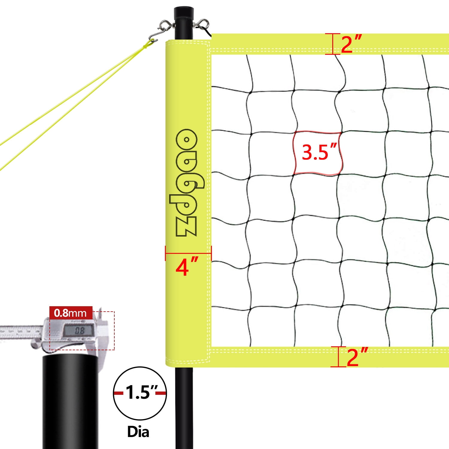 Zdgao Complete Volleyball Set with Net, Volleyball, Boundary Line, and Carry Bag for Sand, Lawn