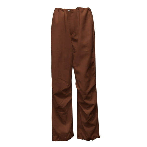 Gibobby pantalones termicos mujer Ropa de trabajo de color liso para mujer con cordon elastico pantalones y pantalones casuales de cintura a la moda Marron L Walmart en linea