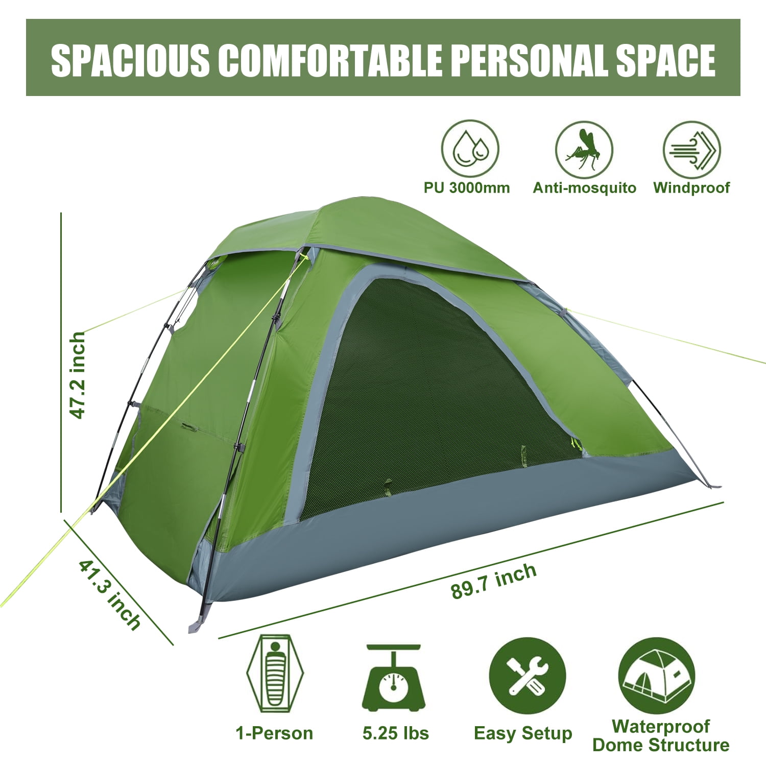 Backpacking Tents for 1 Person, Lightweight Waterproof Camping Hiking Single Person Tent with Rain Fly and Carrying Bag for Adults Kids