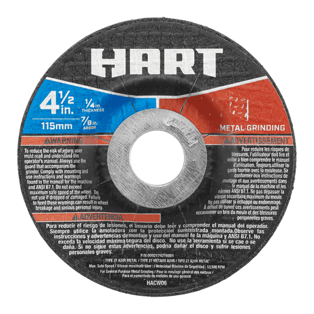HART 4 1/2-inch Metal Grinding Wheel