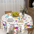 thumbnail image 6 of Happy Birthday Round Tablecloth- Birthday Cake Design with Colorful Flags Balloons Gifts Collection- 60in Circle Table Cloth Cover for Birthday Party Decoration Kitchen Dining Room, 6 of 6