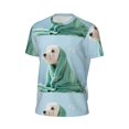 Coaee Dog Wrapped in Towel for Men's ShortSleeved Mesh TShirt Quick