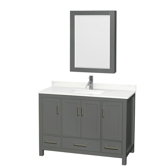Wyndham Collection Wcs141448s-Qtz-Unsmed Sheffield 48" Free Standing Single Basin Vanity