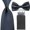 Dark Gray, variant on Men Solid Bowtie 8cm Wide Necktie Tie 4 Folds Pre-folded Pocket Square Hanky Set
