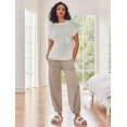 thumbnail image 4 of Ekouaer Two Piece Outfits Lounge Sets for Women Sweater Sets Knit Short Sleeve Tops Jogger Pants Matching Tracksuit, 4 of 7