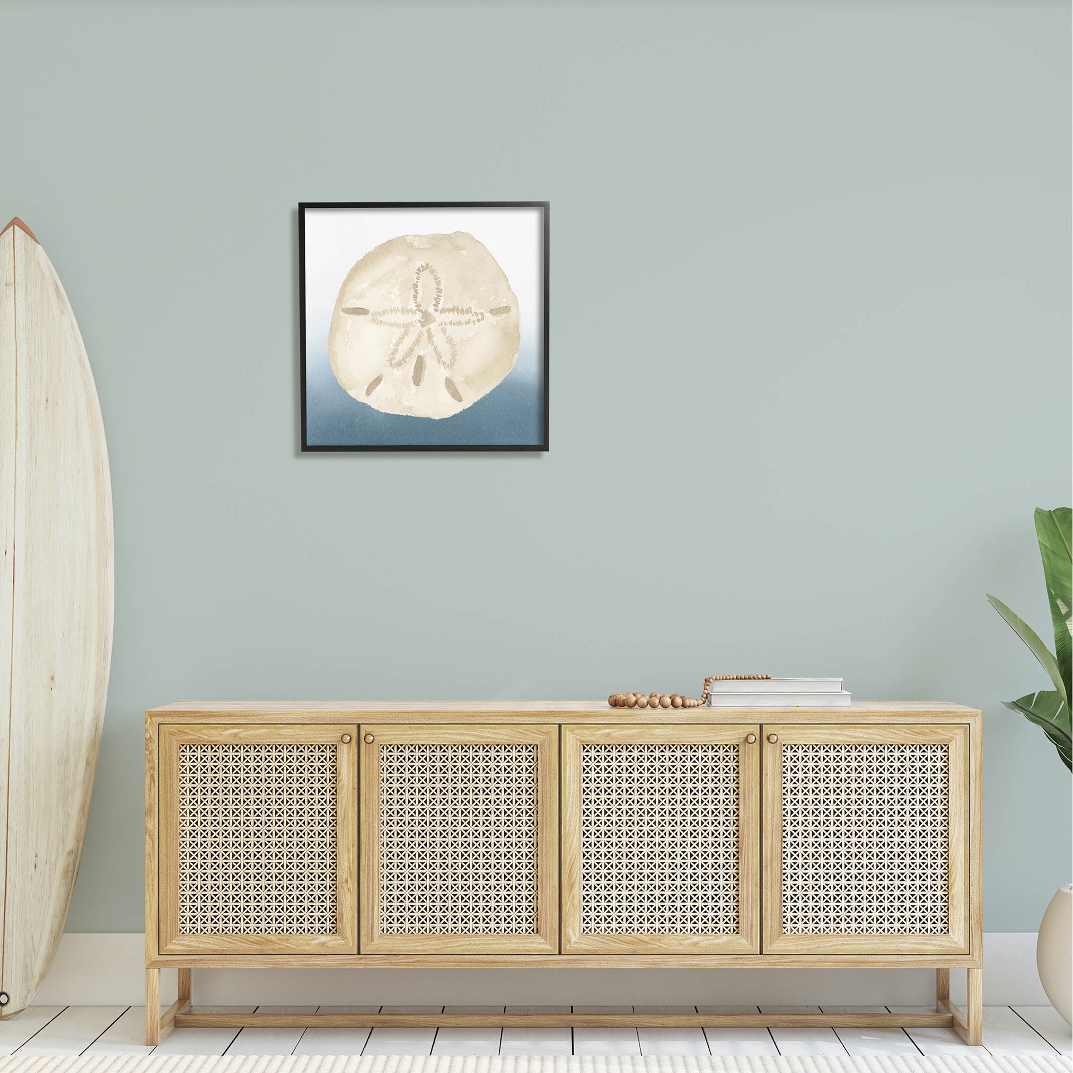 Beige Sand Dollar Seashell Animals & Insects Graphic Art Black Framed Art Print Wall Art