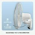 thumbnail image 5 of Open Box Hurricane Classic 16" 90 Degree 3 Speed Wall Mounted Fan, White, 5 of 13