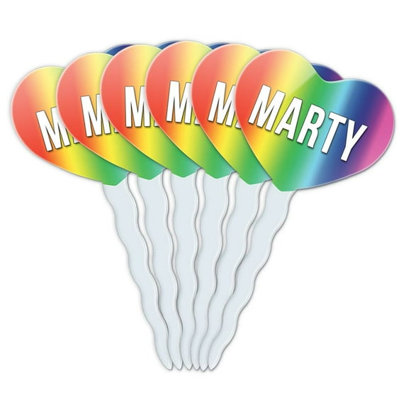 Marty Heart Love Cupcake Picks Toppers - Set of 6