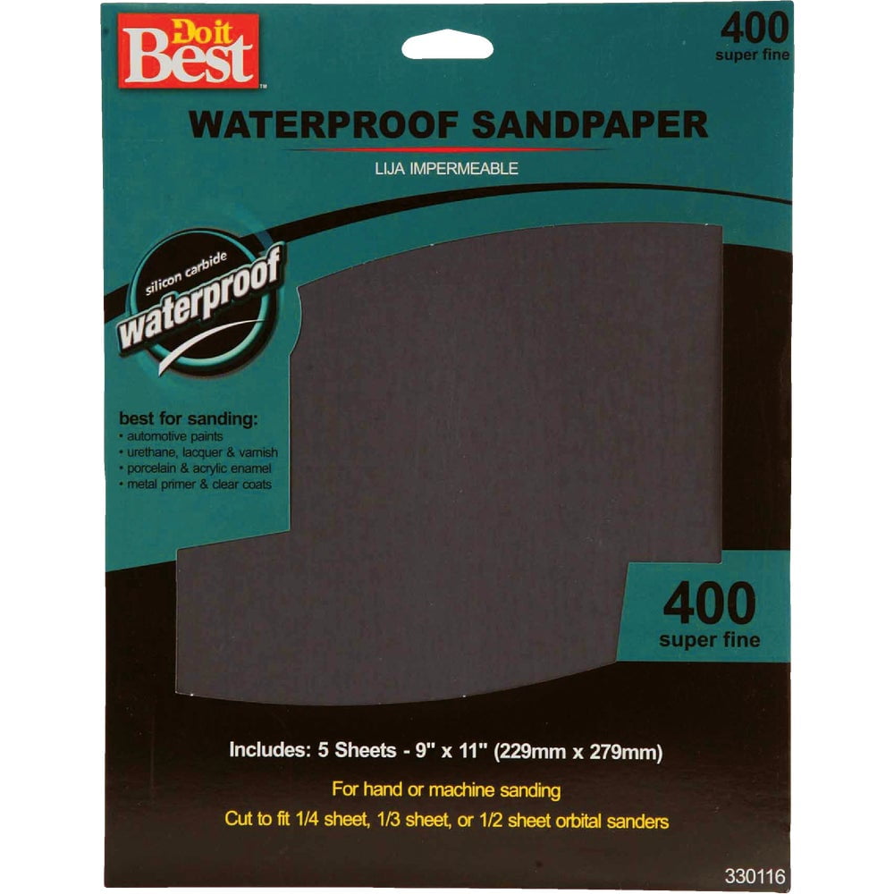 1PACK Do it Best Waterproof 9 In. x 11 In. 400 Grit Super Fine Sandpaper (5Pack)