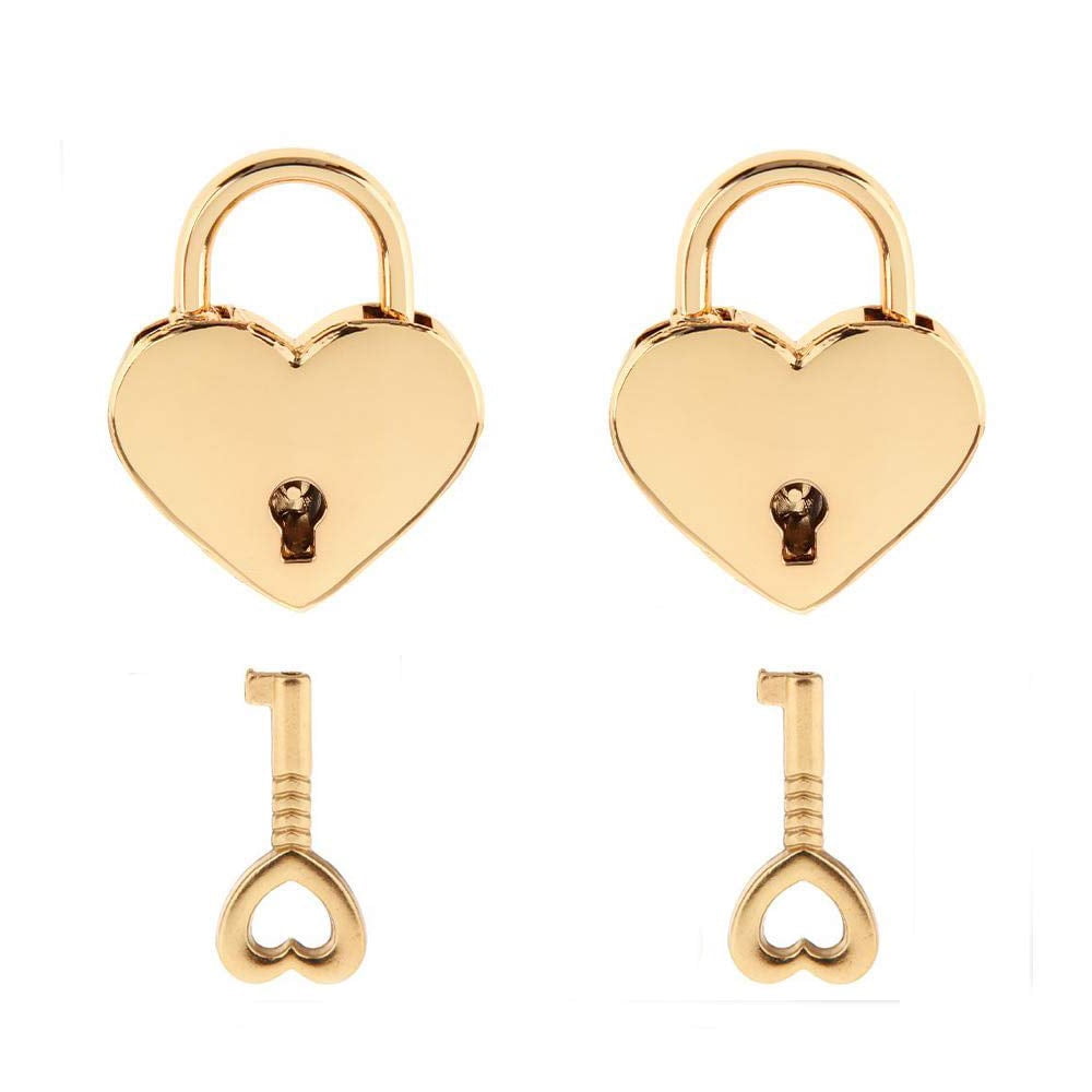 2PCS Heart Shaped Padlock Mini Lock w/ Key for Jewelry Box Storage Box Diary 