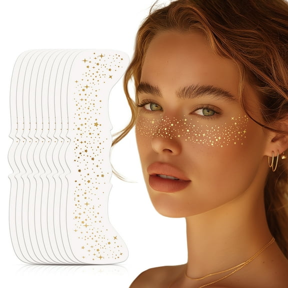 Gold Glitter Speckles Makeup Patches, Waterproof Temporary Face Makeup Speckles for Music Festivals & Beach Days,Style 1
