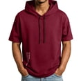thumbnail image 2 of DYTTDG Men's Solid Color Short Sleeve Hooded T-Shirt | Casual Pullover Top with Kangaroo Pocket for Daily Wear, Gym, and Outdoor Activities, 2 of 8