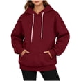 thumbnail image 5 of Vrorvz Womens Hooded Sweatshirt Drawstring Long Sleeve Sweatshirts Casual Loose Soft Lounge Top with Pockets, 5 of 5