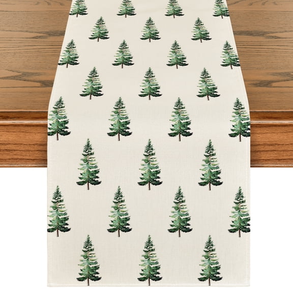Sm:)e Xmas Tree Christmas Table Runner, Seasonal Winter Kitchen Dining Table Decoration for Home Party Decor 13x72 Inch