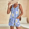 thumbnail image 5 of Dwaogom Women's Casual Suspender Printing Shorts Pocket Jumpsuit Shorts Cotton Linen Pants Linen Pants Linen Beach Capris For Women, 5 of 6