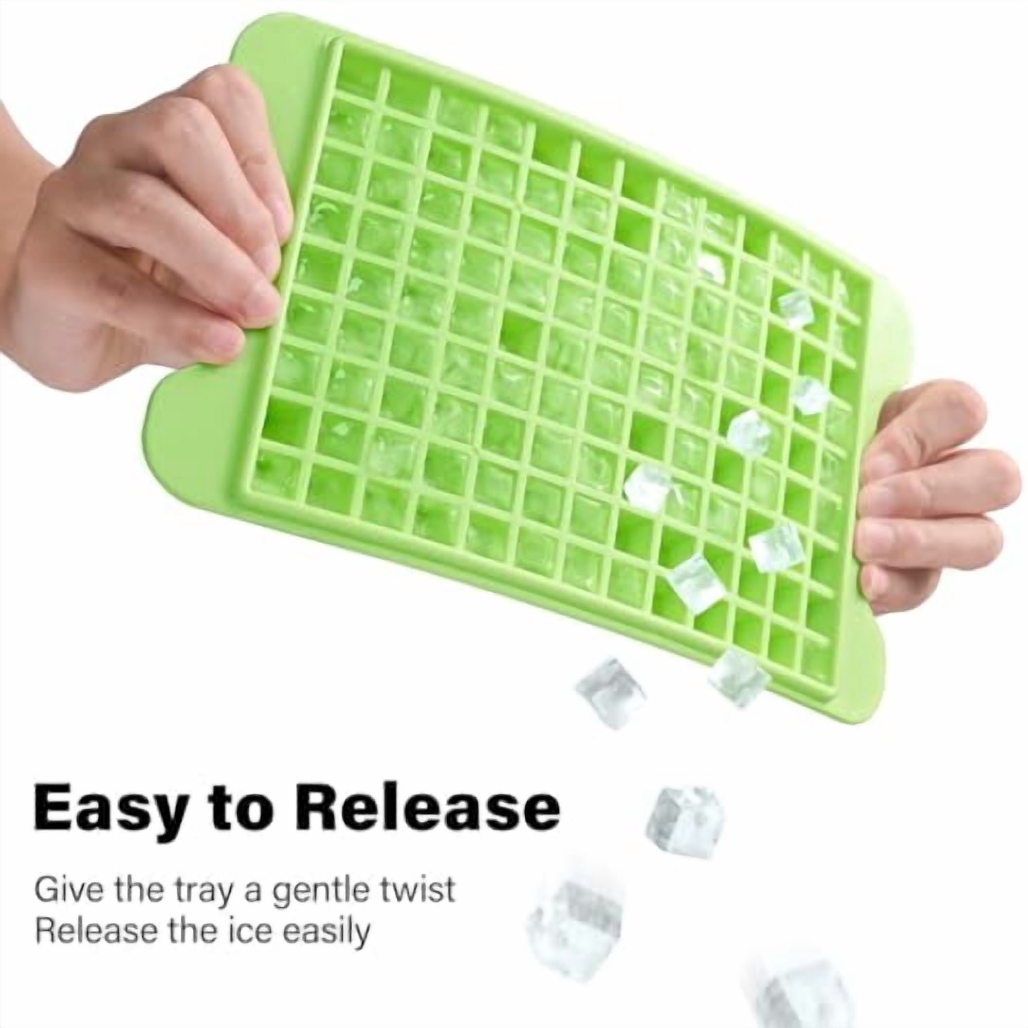 Mini Silicone Ice Cube Tray with Storage Bin - 117 Pcs Small Square Ice Maker for Freezer, Easy Release Nugget Ice Mold for Cocktails, Coffee & Cold Drinks