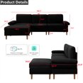 thumbnail image 3 of Aukfa 100" Velvet Sectional Sofa Modular Couch with Chaise for Living Room, Black, 3 of 10