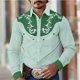 thumbnail image 3 of Camisa de hombre estilo occidental retro con estampado floral, informal, para exteriores, calle, uso diario, primavera y verano, con solapa, manga larga, tallas S-5XL, camisa de tela elástica, 3 of 5
