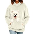 thumbnail image 2 of Oksale Pet Pouch Hoodies for Women Soft Comfy Fleece Sweatshirts with Hood with Pet Carrier Pockets Loose Long Sleeve Winter Warm Clothes Beige S, 2 of 9