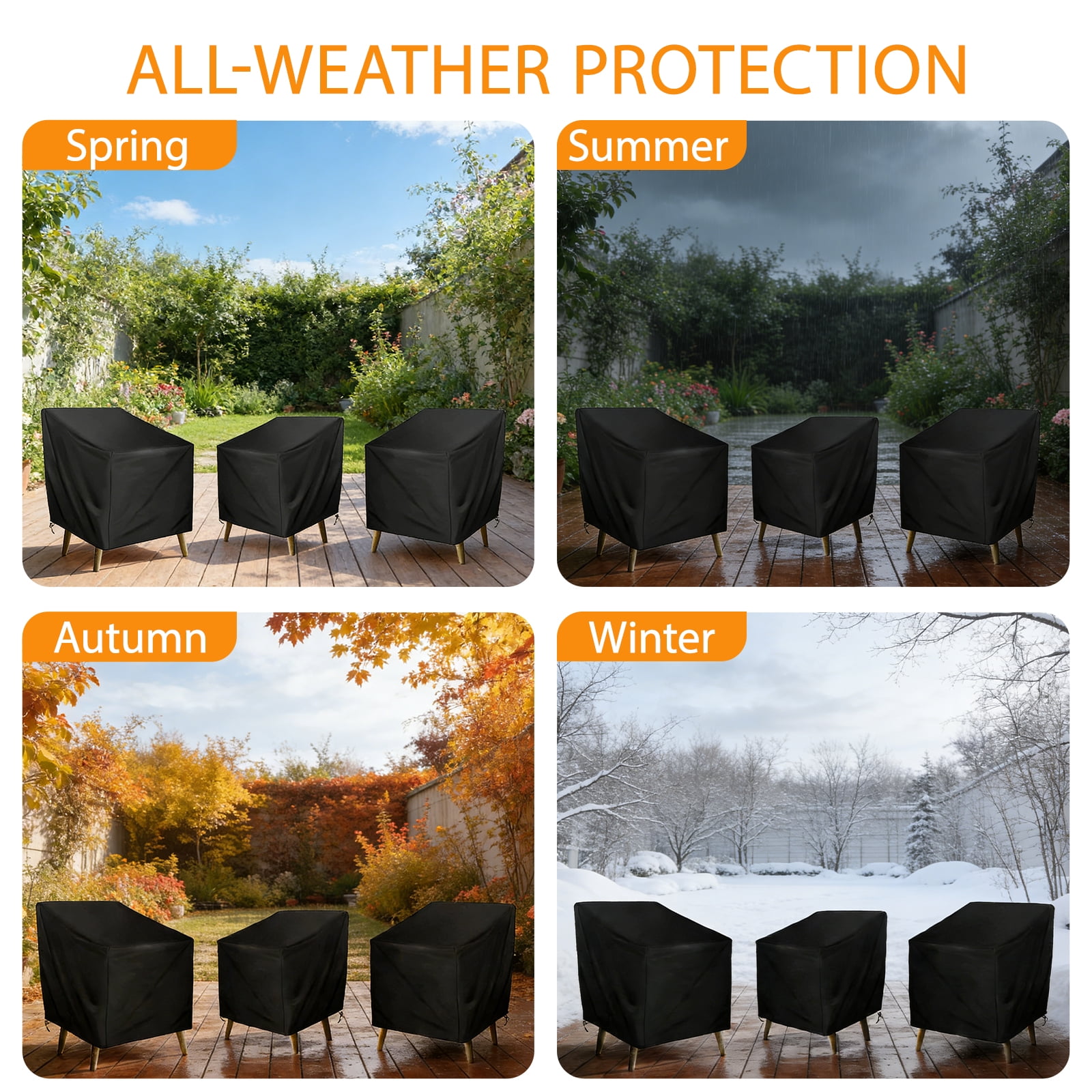 2 Pack Patio Chair Covers Waterproof UV Protection Oxford Outdoor Patio Furniture Covers All Weather Protection for Lawn Chairs Swivel Rocking Chairs Lounge Chair