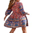 thumbnail image 3 of Femmes Été Décontracté Bohème Robe Ethnique Style Imprimé Floral Robe, 3 of 6