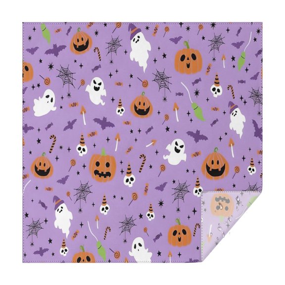 Purple Halloween Pattern Square Tablecloth,Waterproof Square Table Cover,Wipeable Spillproof Washable Table Cover for Home Kitchen Party Decor 42"X42"(107x107cm)